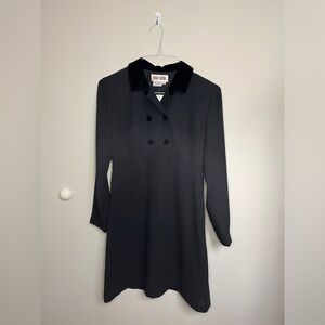 Vintage Maggy London Black Mini Dress With Velvet Collar Size 4